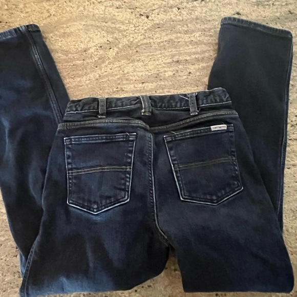 Carhartt Thermal Lined Jeans Women Sz 4S Blue Straight Leg Original Fit Flannel - Picture 4 of 5